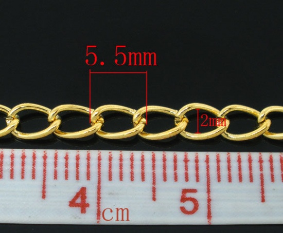 Picture of Alloy Link Curb Chain Findings Gold Plated 5.5x3.5mm(2/8"x1/8"), 10 M