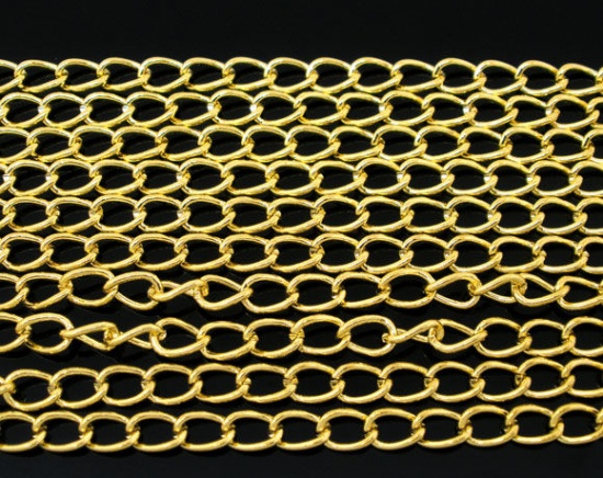 Picture of Alloy Link Curb Chain Findings Gold Plated 5.5x3.5mm(2/8"x1/8"), 10 M