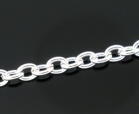 Picture of Alloy Link Cable Chain Findings Silver Plated 3.5x2.5mm(1/8"x1/8"), 10 M