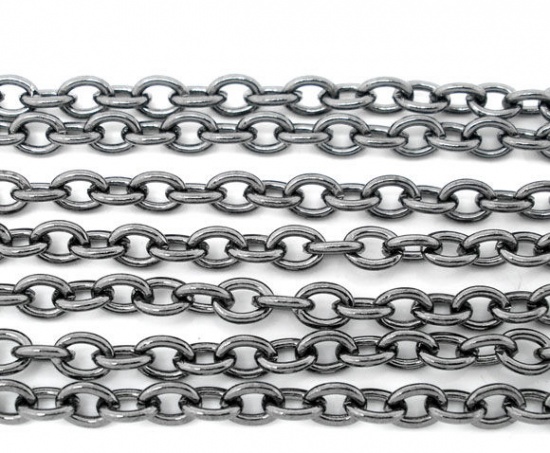 Picture of Alloy Link Cable Chain Findings Gunmetal 4x3mm(1/8"x1/8"), 10 M