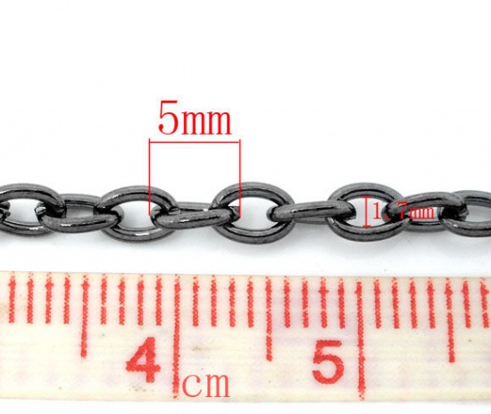 Picture of Alloy Link Cable Chain Findings Gunmetal 5x3.5mm(2/8"x1/8"), 10 M