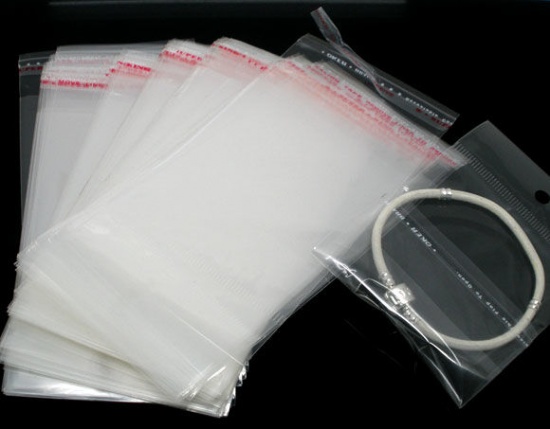 Immagine di ABS Buste Bustine Plastica Confezioni Chiusura Adesiva Rettangolo Trasparente (Spazio Utilizzabile:9cm x 7cm) 13.5cm x 7cm, 200 Pz
