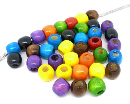 Picture of Wood Spacer Beads Barrel At Random Mixed About 12mm x11mm, Hole: Approx 5.3mm, 500 PCs