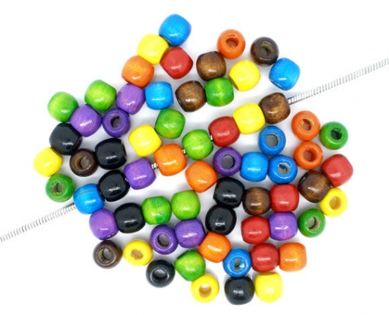 Picture of Wood Spacer Beads Barrel At Random Mixed About 12mm x11mm, Hole: Approx 5.3mm, 500 PCs