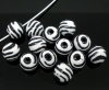 Picture of Acrylic Bubblegum Beads Round White & Black Zebra Stripe Polished About 12mm Dia, Hole: Approx 2.5mm, 50 PCs