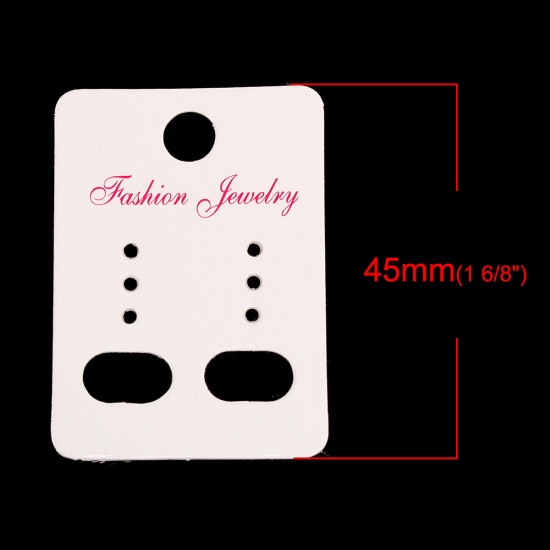 Picture of Paper Jewelry Earrings Ear Studs Display Cards Rectangle White 4.5cm(1 6/8") x 3.2cm(1 2/8"), 100 Sheets