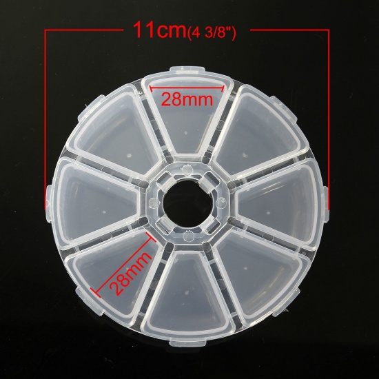 Immagine di ABS Contenitori Tondo Trasparente 11cm x 1 Pz (8 Compartments)