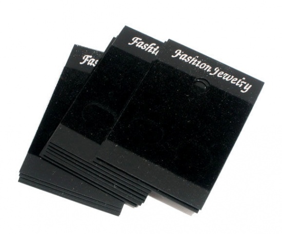 Bild von Papier Schmuckkarten für Ohrringe Schwarz 5.2cm x 3.7cm 50 Blätter