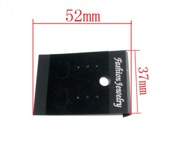 Picture of Paper Jewelry Earrings Ear Studs Display Cards Rectangle Black 5.2cm x 3.7cm(2"x 1 4/8"), 50 Sheets