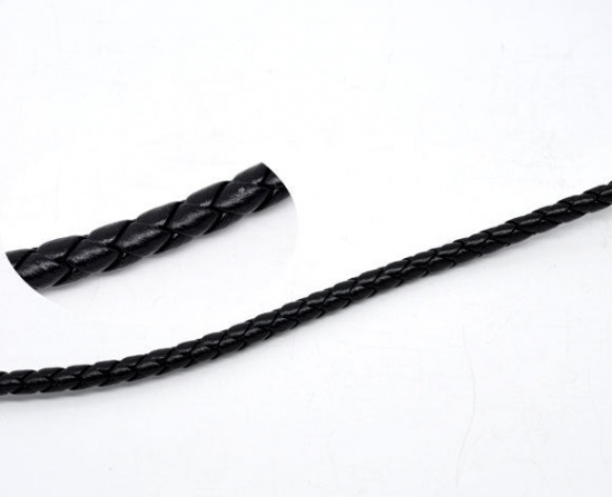Picture of Black Braiding Leatheroid Jewelry Cord 5mm thick 5m length, sold per packet of 1
