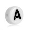 Bild von Acryl Spacer Zwischenperlen Perlen Flachrund Weiß Buchstaben "A" ca 7mm D Loch:ca 1mm 500 Stück