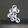 Bild von Acryl Spacer Zwischenperlen Perlen Flachrund Weiß Buchstaben "E" ca 7mm D Loch:ca 1mm 500 Stück