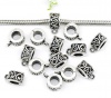Picture of Zinc Based Alloy European Style Bail Beads Round Heart Antique Silver Color 12mm x 9mm, 30 PCs