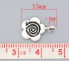Immagine di Lega di Zinco Manico Perline Fiore Argento Antico Fiore Disegno Foro: Circa 1.8mm, 15mm x 11mm, 100 Pz