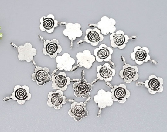 Picture of Antique Silver Color Flower Glue on Bail 15mm x 11mm, sold per packet of 100