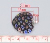 ガラス+合金 ランプワークチャームペンダント ハート 混合色 花 パターン 3.1cm x 25.0mm、 10 PCs の画像