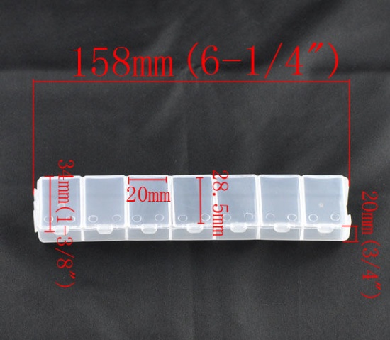 Immagine di ABS Contenitori Rettangolo Trasparente 15.8cm x 3.4cm, 6 Pz (7 Compartments)