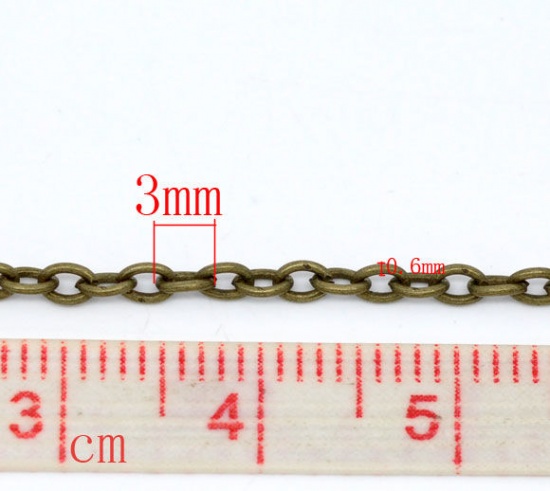 Picture of Alloy Link Cable Chain Findings Antique Bronze 2x3mm(1/8"x1/8"), 10 M