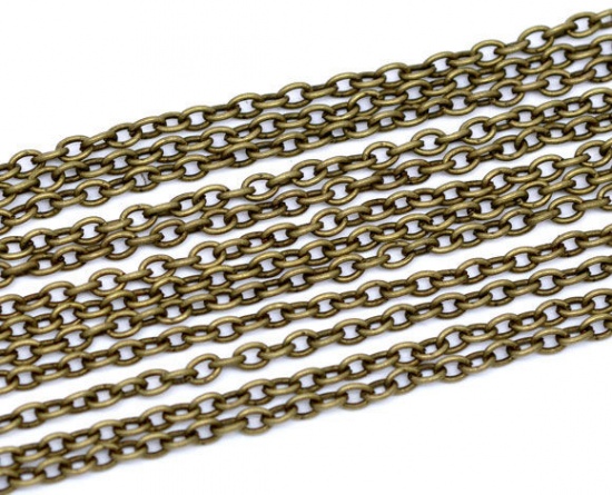 Picture of Alloy Link Cable Chain Findings Antique Bronze 2x3mm(1/8"x1/8"), 10 M