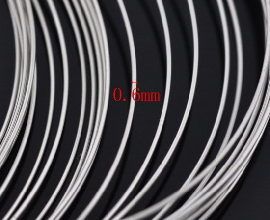 Bild von Stahldraht Für Perl-Arbeit Armband Einzelteil Rund Silberfarbe 0.6mm 5cm - 4.5cm D., 200 Ringe