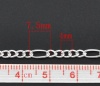 合金 5:1 フィガロチェーン 銀メッキ 7.5x3.5mm 4x3.2mm、 10M の画像