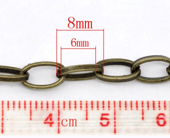 Picture of Alloy Open Link Cable Chain Findings Antique Bronze 8x4.5mm(3/8"x1/8"), 10 M