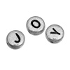 Picture of Acrylic Spacer Beads Round Silver-Gray Mixed Alphabet/ Letter About 7mm Dia, Hole: Approx 1mm, 500 PCs