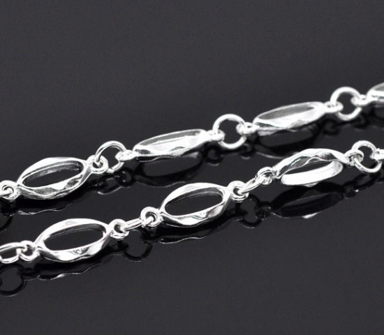 Picture of Zinc Based Alloy Open Link Chain Findings Silver Plated 20x7mm(6/8"x2/8") 6mm(2/8"), 1 M 