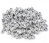 Picture of Acrylic Spacer Beads Cube Silver-gray At Random Mixed Alphabet/ Letter "A-Z" About 6mm x 6mm, Hole: Approx 3.5mm, 500 PCs