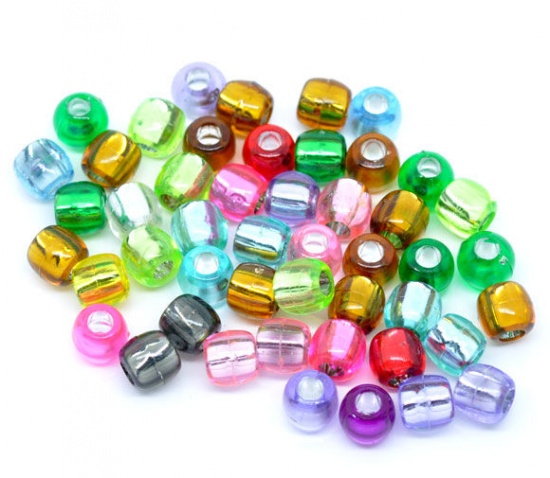 Picture of Acrylic Spacer Beads Cylinder At Random Mixed About 7mm x 7mm, Hole: Approx 3.3mm, 300 PCs