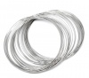 Picture of Steel Beading Wire Bracelets Components Round Silver Tone 0.6mm, 5.5cm-6cm Dia. 200 Loops