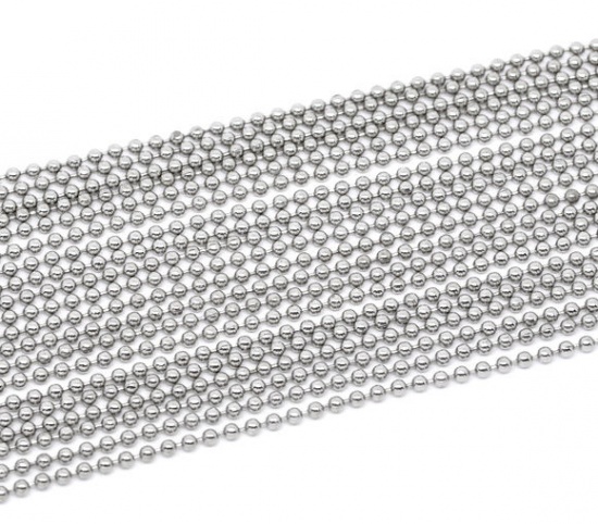 Picture of Alloy Ball Chain Findings Silver Tone 2.4mm( 1/8") Dia, 10 M