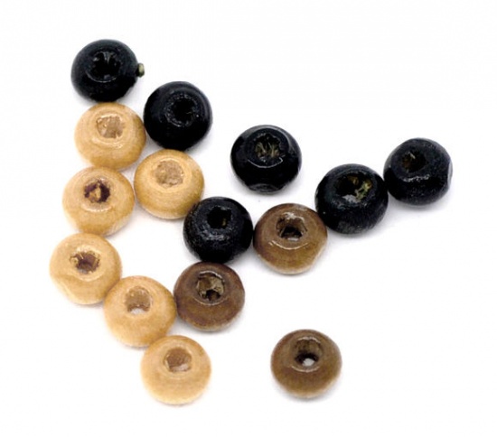 Image de Perles en Bois Tonneau Couleur au Hasard 5mm x 3mm - 4mm x 3mm, Tailles de Trous: 1.5mm, 3000 Pcs