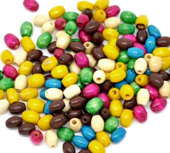 Immagine di Legno Separatori Perline Barile Colore Misto Nulla Disegno Circa 6mm x5mm - 6mm x4mm, Foro: Circa 1.8mm, 1500 Pz
