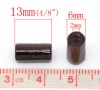 ウッド スペーサ ビーズ 円筒形 コーヒー色 約 13mm x6mm - 10mm x6mm、 穴：約 2mm、 500 個 の画像