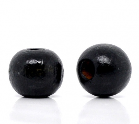 Natural Wood Spacer Beads Round Black About 10mm x 9mm, Hole: Approx 3mm, 200 PCs