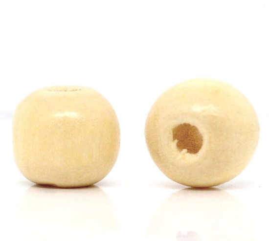 Bild von Holz Zwischenperlen Spacer Perlen Rund Beige 10mm x 9mm, Loch: 3mm, 200 Stücke