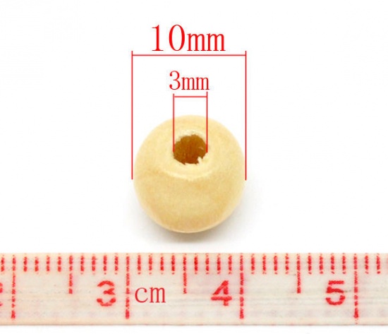 Image de Perles en Bois Rond Beige 10mm x 9mm, Tailles de Trous: 3mm, 200 Pcs