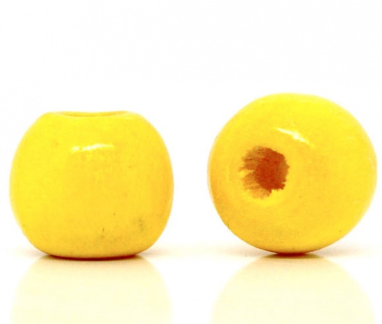 Изображение Бусины-разделители 10x9mm "Круг" Желтые Древесиные,проданные 200 шт/уп