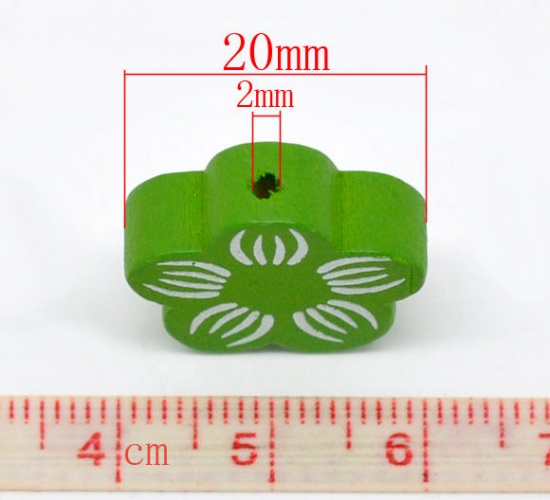 Picture of Wood Spacer Beads Flower At Random Mixed Pattern About 20mm x 20mm, Hole: Approx 2mm, 50 PCs