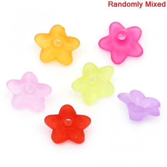 Picture of Frosted Acrylic Beads Lucite Lily Flower At Random Mixed About 10mm x 4mm, Hole: Approx 1.2mm, 800 PCs