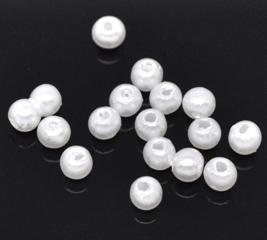 Изображение Бусины-разделители Круглые 4mm Белые из ABS Пластика,проданные 2000 шт