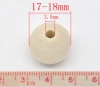 Image de Perles en Bois Rond Couleur Naturelle 17mm Dia - 18mm Dia, Tailles de Trous: 3.5mm, 50 Pcs