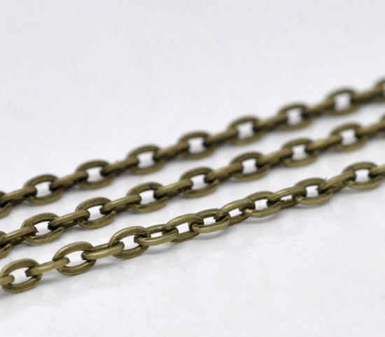 Picture of Iron Based Alloy Link Cable Chain Findings Antique Bronze 4.5x3mm(1/8"x1/8"), 10 M