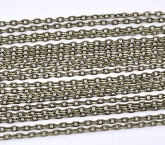 Picture of Iron Based Alloy Link Cable Chain Findings Antique Bronze 4.5x3mm(1/8"x1/8"), 10 M