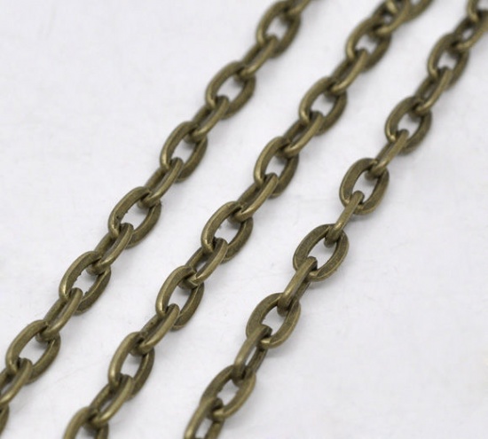 Picture of Iron Based Alloy Link Cable Chain Findings Antique Bronze 7x4mm(2/8"x1/8"), 10 M