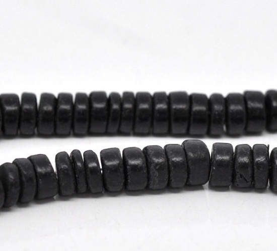 Picture of Black Coco Wood Rondelle Loose Beads 8mm 40cm, sold per packet of 4 strands