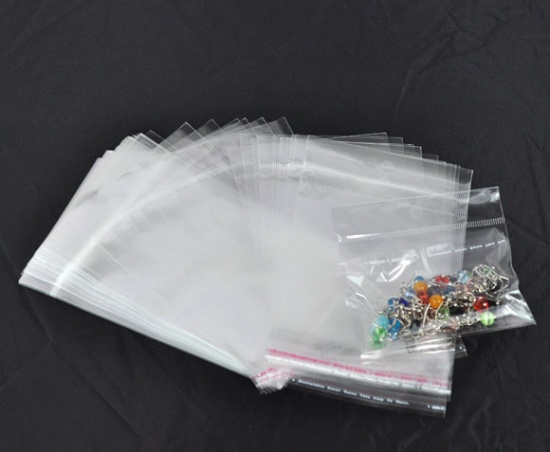 Immagine di ABS Buste Bustine Plastica Confezioni Chiusura Adesiva Rettangolo Trasparente (Spazio Utilizzabile 11cm x 10cm) 16cm x 10cm, 200 Pz