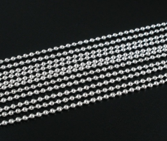 Picture of Silver Plated Copper Ball Chains Findings 2mm Dia. sold per packet of 10M
