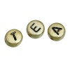 Picture of Acrylic Spacer Beads Round Gold Tone Antique Gold At Random Mixed Alphabet/ Letter "A-Z" About 7mm Dia, Hole: Approx 1mm, 500 PCs